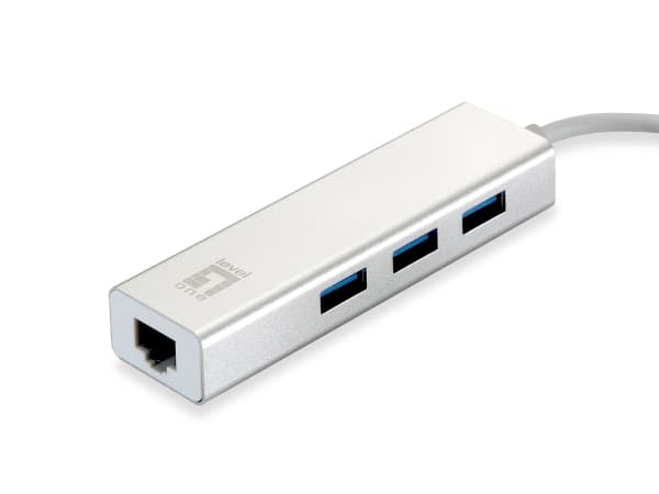 LevelOne USB-0503 - Hubb - 3 x SuperSpeed USB 3.0 + 1 x 10/100/1000 - skrivbordsmodell