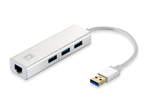 LevelOne USB-0503 - Hubb - 3 x SuperSpeed USB 3.0 + 1 x 10/100/1000 - skrivbordsmodell