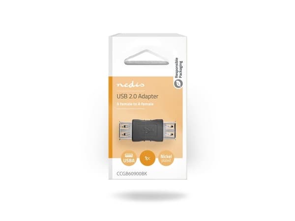 Nedis - Typbytare för USB - USB (hona) till USB (hona) - svart
