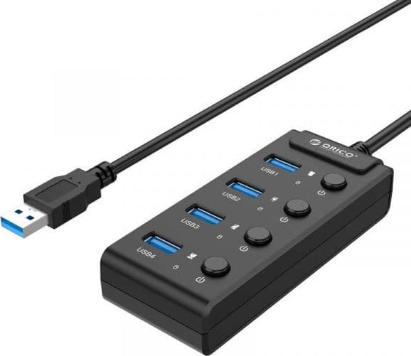 ORICO W9PH4-U3-V1, USB 3.2 Gen 1 (3.1 Gen 1) Type-A, USB 3.2 Gen 2 (3.1 Gen 2) Type-A, 5000 Mbit/s, Svart, Rund kabel, 0,3 m