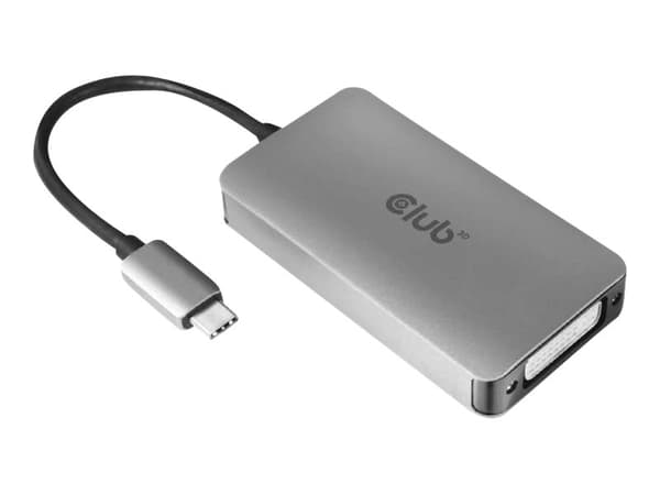 Club 3D - USB/DVI-kabel - dubbel länk - 24 pin USB-C (hane) till DVI-D (hona) - USB 3.2 Gen 1 - 24.5 cm - tumklämmor, stöd för 4K