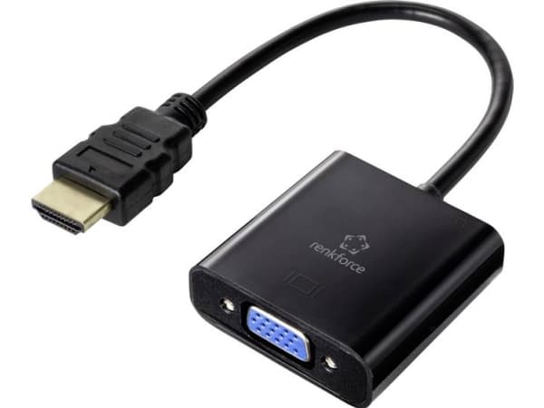 Renkforce RF-4531578, HDMI, VGA, 3.5 mm, 0,15 m, Svart