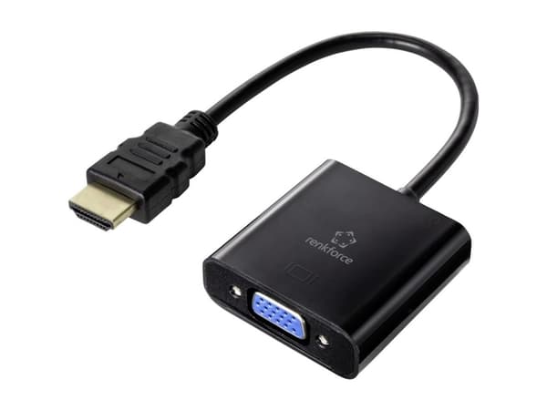 Renkforce RF-4531578, HDMI, VGA, 3.5 mm, 0,15 m, Svart
