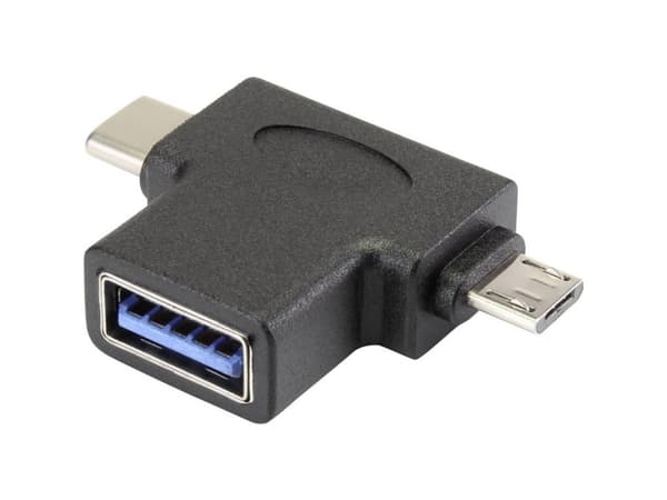 Renkforce RF-4541490, USB 3.1 (Gen 1) Typ A, Micro-USB 2.0 B, USB-C, Sortera