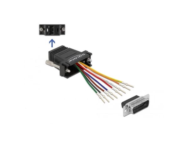 Delock - Nettverksadapter - 15 pin D-Sub (DB-15) (hann) til RJ-45 (hunn) - svart