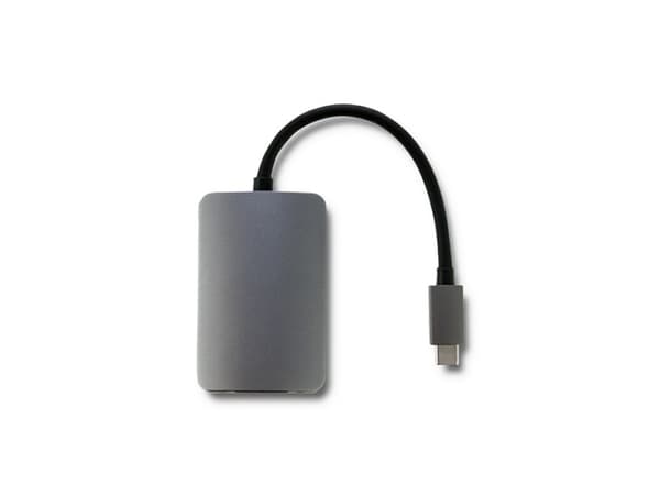 Qoltec - Video adapter - 24 pin USB-C hann til 15 pin D-Sub (DB-15), HDMI hunn - 21 cm - grå