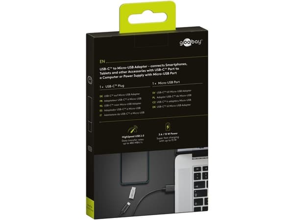 Goobay 51598, USB C, Micro-USB B, Sølv