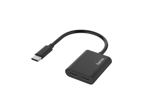 Hama - USB-adapter - 24 pin USB-C (hann) til 24 pin USB-C (hunn) - Thunderbolt 3 - USB Power Delivery (5 A, 100 W), USB-strøm + lyd - svart