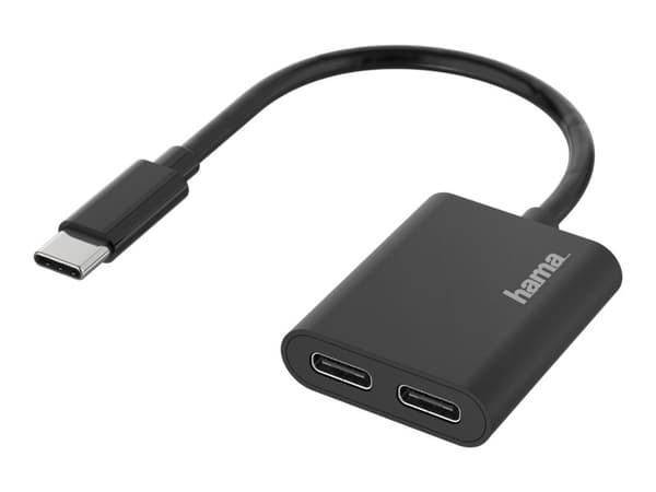 Hama - USB-adapter - 24 pin USB-C (hann) til 24 pin USB-C (hunn) - Thunderbolt 3 - USB Power Delivery (5 A, 100 W), USB-strøm + lyd - svart