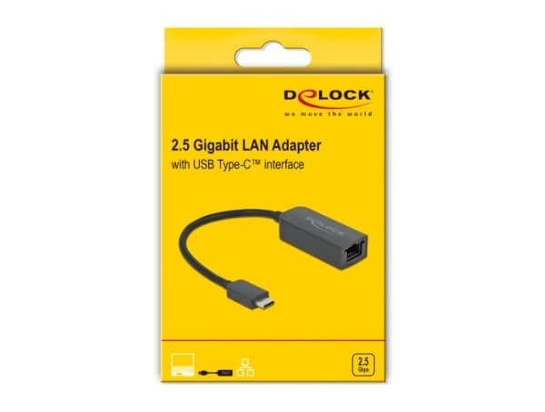 Delock - Nettverksadapter - USB-C 3.2 Gen 1 / Thunderbolt 3 - 2.5GBase-T - svart