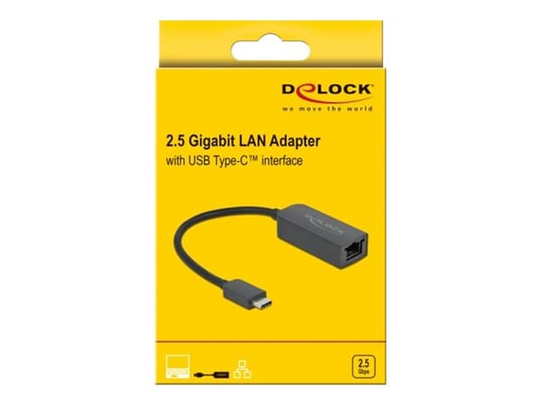Delock - Nettverksadapter - USB-C 3.2 Gen 1 / Thunderbolt 3 - 2.5GBase-T - svart