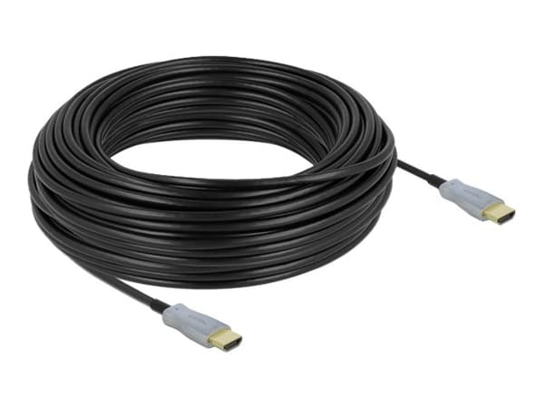 Delock - High Speed - HDMI-kabel - HDMI hann til HDMI hann - 30 m - fiberoptisk - svart - 4K-støtte, Active Optical Cable (AOC)