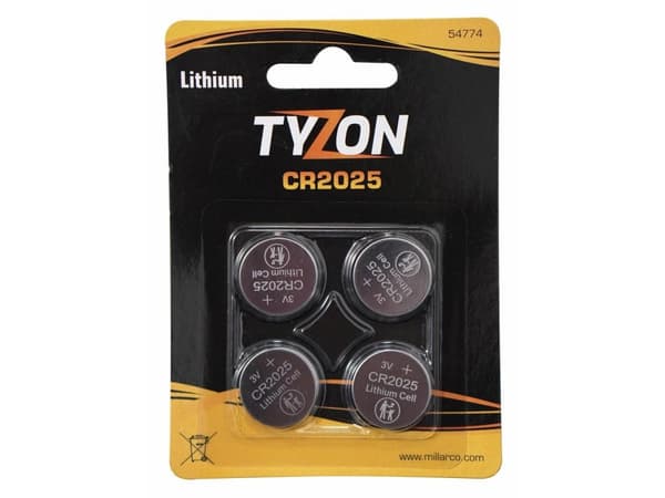 Tyzon CR2025 lithium batterier 4-pak