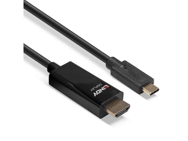 Lindy 43315, 5 m, USB Type-C, HDMI Type A (Standard), Hankjønn, Hankjønn, Rett