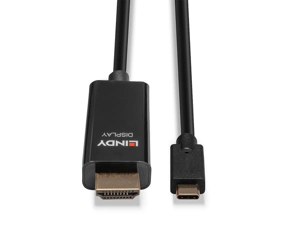 Lindy 43315, 5 m, USB Type-C, HDMI Type A (Standard), Hankjønn, Hankjønn, Rett