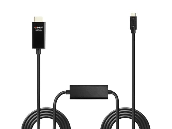 Lindy 43315, 5 m, USB Type-C, HDMI Type A (Standard), Hankjønn, Hankjønn, Rett