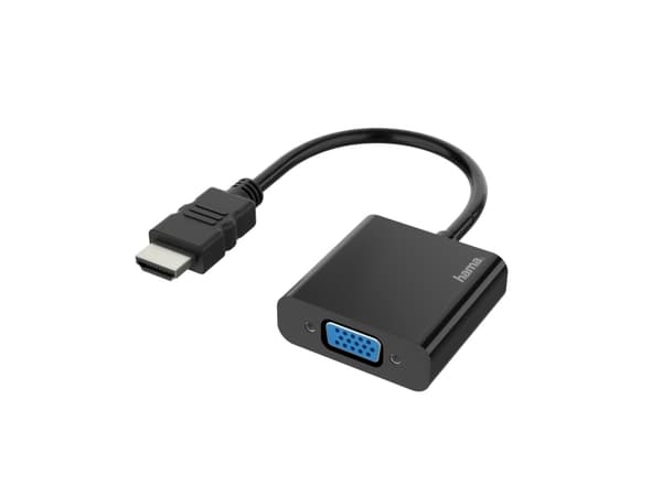 Hama - Video/audio-adapter - HDMI plugg til HD-15 (VGA), mini-phone stereo 3.5 mm hunn - 15 cm - svart - 1080p-støtte