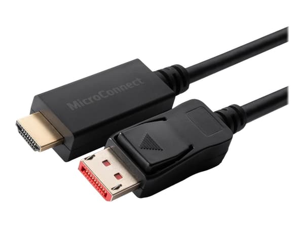 MicroConnect - Adapterkabel - DisplayPort hann låst til HDMI hann - 3 m - svart - 4 K 60 Hz (4096 x 2160) støtte