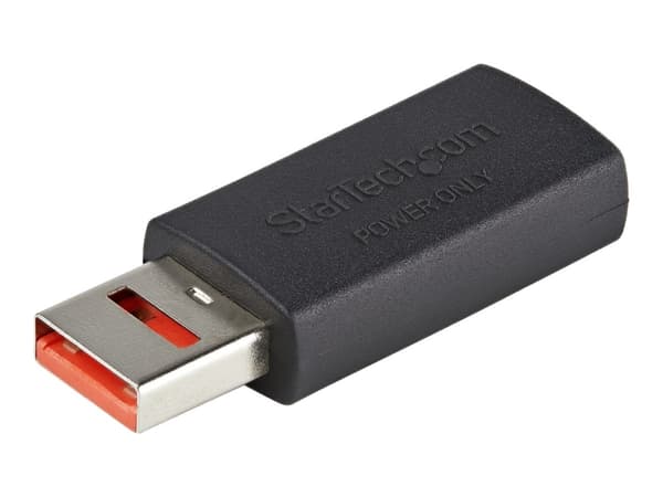 StarTech.com USB-datablockerare för säker laddning - USB-A-adapter (hane till hona) för endast laddning - Ladda utan data/endast strömadapter för tel
