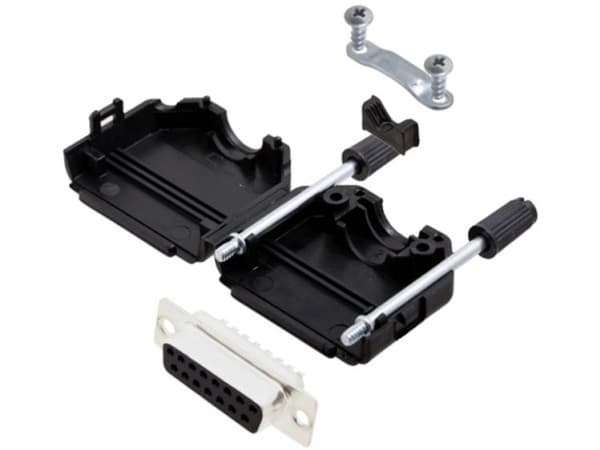 TRU COMPONENTS TCDPPK15BKDBSK 7709160 D-SUB-bussningsremsa 180° Antal poler: 15 Lödhuvud 1 st
