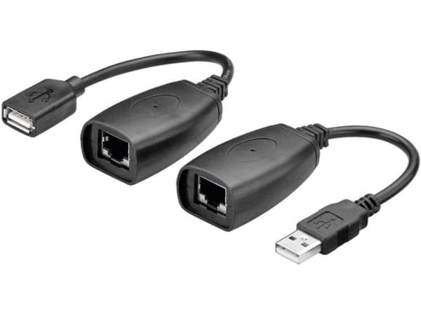 Goobay 93321, USB A, RJ45, USB A, RJ45, Sort