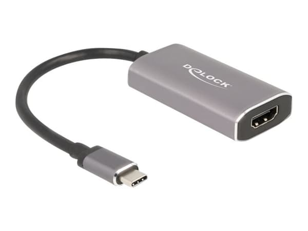 Delock - Videokort - 24 pin USB-C hane till HDMI hona - 20 cm - grå - 8K60 Hz (7680 x 4320) stöd Grå