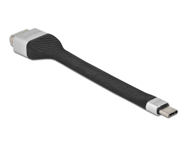 Delock - USB/VGA-adapter - 24 pin USB-C (hann) til HD-15 (VGA) (hunn) - Displayport 1.2/Thunderbolt 3 - 13 cm - flat - svart