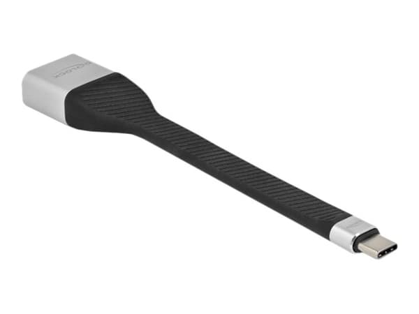Delock - DisplayPort-adapter - 24 pin USB-C (hann) til DisplayPort (hunn) - Displayport 1.2/Thunderbolt 3 - 14 cm - flat, støtte for 4K 60 Hz (3840 x