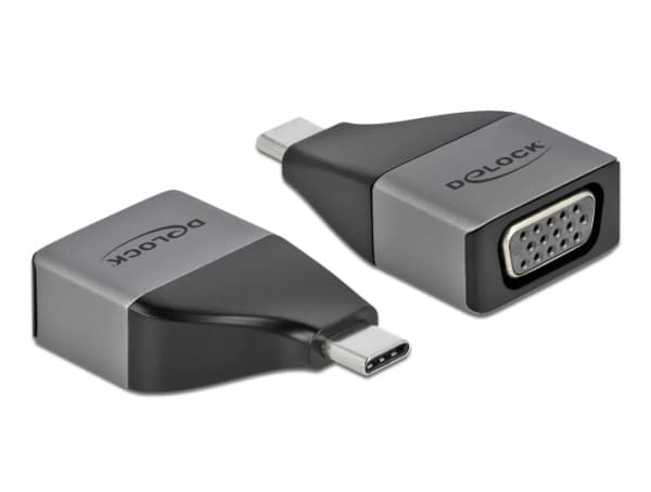 Delock - Video adapter - 24 pin USB-C hann til HD-15 (VGA) hunn - grå