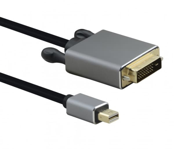 Helos tilkoblingskabel, mini DisplayPort hann/DVI hann, PREMIUM, 2,0m, svart