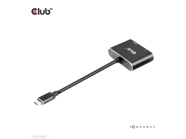 Club 3D - Video adapter - 24 pin USB-C (hann) til HDMI, DisplayPort (hunn) - USB 3.2 Gen 2 / DisplayPort 1.4 - 20 cm - støtte for 4K 60 Hz (3840 x 21