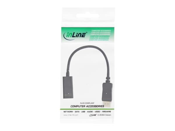 InLine 17198E, 0,15 m, DisplayPort, HDMI, Hankoppling, Honkoppling, Rak