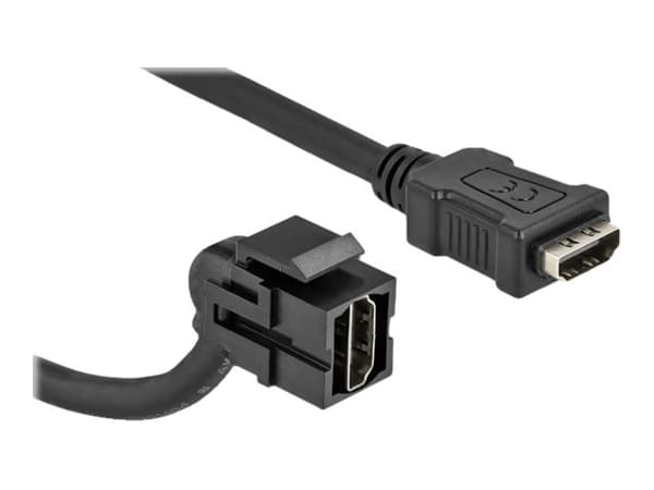 Delock - HDMI-kaapeli - HDMI naaras kulma, keystone HDMI uros suoraan - 30 cm - musta - 4K30 Hz (3840 x 2160) tuki