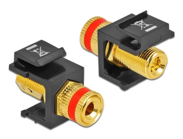 Delock Keystone module binding post > thread nut - Modulär insättning - Binding Post - svart, röd