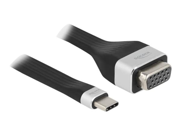Delock - Videoadapter - USB-C (han) till HD-15 (VGA) (han) - Thunderbolt 3 - 13 cm - sort, sølv