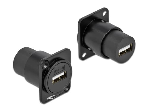 Delock D-Type Module USB 2.0 Type-A female to female - Påknipsbar mulighetsmodulfrontplate - panelmonterbar - USB 2.0 Type A - svart