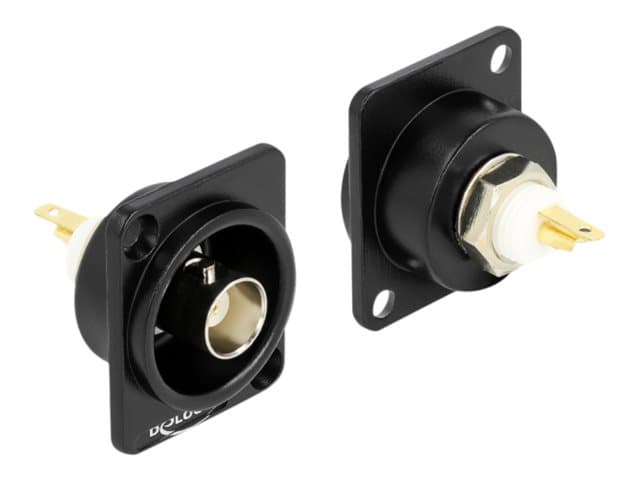 Delock D-Type Module BNC female to solder connector - Modulkontaktplatta med insnäppsfästen - kan monteras på panel - BNC - svart