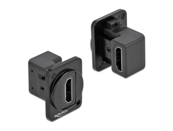 Delock D-Type Module HDMI-A 90° angled female to female - Modulkontaktplatta med insnäppsfästen - kan monteras på panel - HDMI - svart