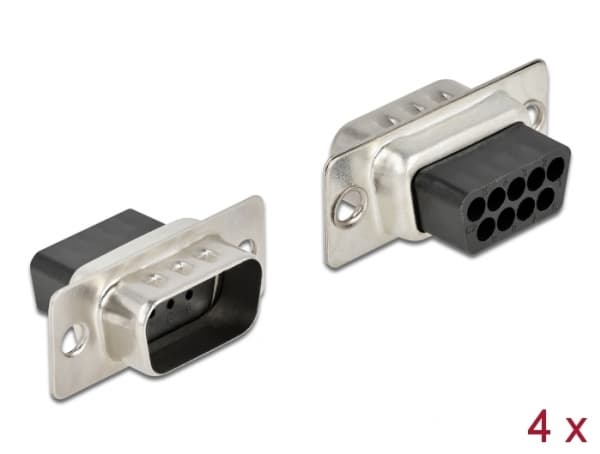 Delock - Stiftdon för crimpning - D-Sub 9 pin crimp male (paket om 4)