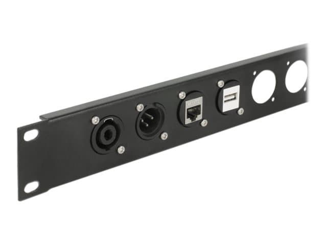 Delock D-Type Module RJ45 Cat.6 jack to jack - Modulkontaktplatta med insnäppsfästen - kan monteras på panel - RJ-45 - svart