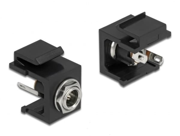 Delock Keystone-moduuli - modulaarinen sisäkkäin - virta DC-liitin 5,5 mm (ID: 2,5 mm) - musta