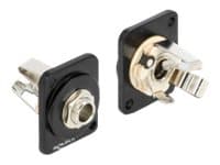 Delock D-Type Module 6.35 mm 3 pin stereo jack to solder connector - Påknipsbar mulighetsmodulfrontplate - panelmonterbar - 6,35 mm-stereojakk - svar