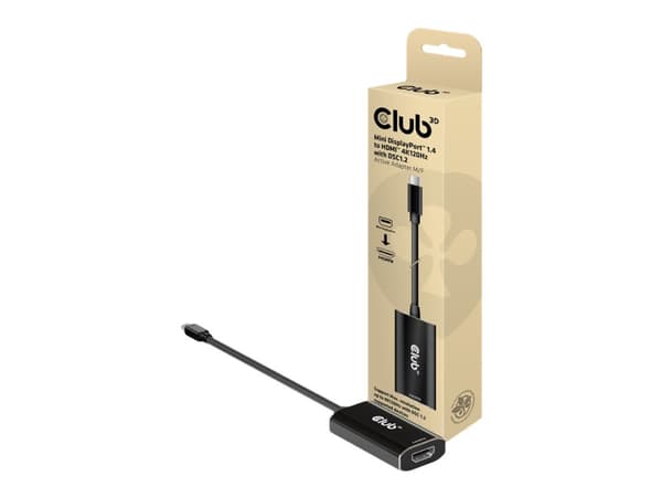 Club 3D CAC-1186 - Adapterkabel - Mini DisplayPort hane till HDMI hona - 15 cm - aktiv, Enkelriktad, 8K30Hz stöd, 4K120 Hz (3840 x 2160) stöd - för P