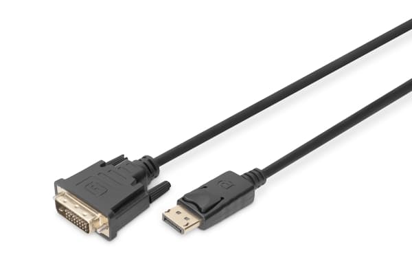 DIGITUS - Adapterkabel - DisplayPort (hann) låst til DVI-D (hann) skrubar - DisplayPort 1.1a - 3 m - 1080p-støtte - svart