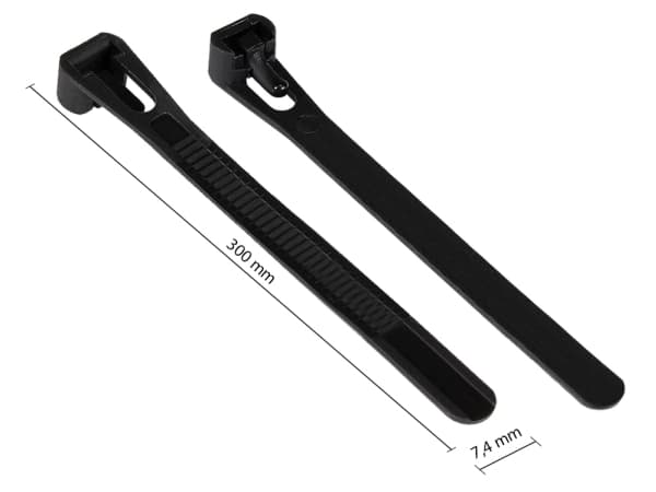 Alcasa KAB-R30S74, Frigjørbart buntebånd, Nylon, Sort, 8,3 cm, V2, -40 - 85 °C