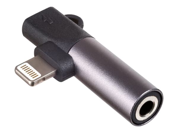 Akyga AK-AD-63 - Lightning- till hörlursjack/laddningsadapter - Lightning hane till 24 pin USB-C, minijack hona - svart