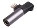 Miniatyrbild 2 av 5: Akyga AK-AD-63 - Lightning- till hörlursjack/laddningsadapter - Lightning hane till 24 pin USB-C, minijack hona - svart