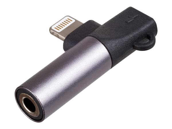 Akyga AK-AD-63 - Lightning- till hörlursjack/laddningsadapter - Lightning hane till 24 pin USB-C, minijack hona - svart