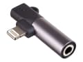 Miniatyrbild 1 av 5: Akyga AK-AD-63 - Lightning- till hörlursjack/laddningsadapter - Lightning hane till 24 pin USB-C, minijack hona - svart