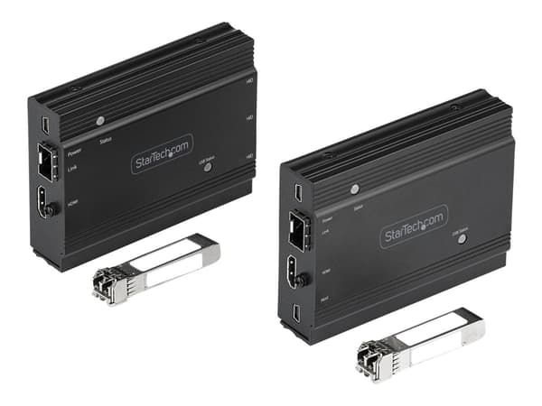 StarTech.com 4K HDMI KVM-förlängare över fiber - HDMI-video och USB-fjärrkontroll för KVM-omkopplare/-konsol - upp till 300 m (MultiMode) - 2x 10G MMF SFP+-moduler - KVM-förlängningssats (TX / RX)